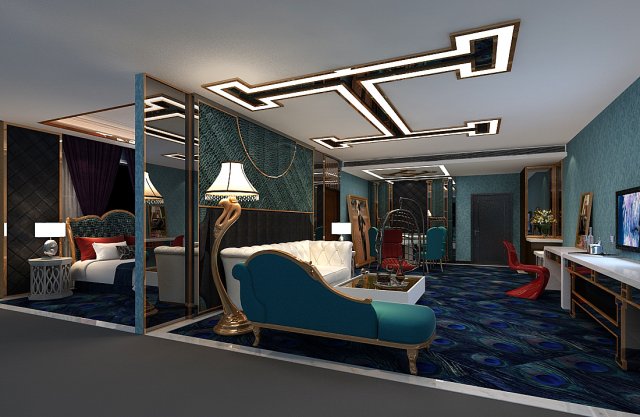 Bedroom hotel suites designed a complete 33 3D Model