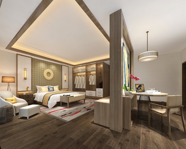 Bedroom hotel suites designed a complete 28 3D Model