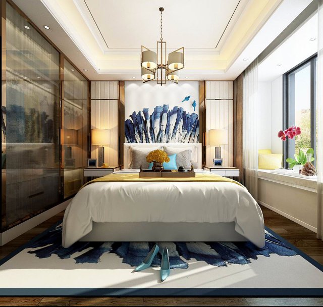 Stylish master bedroom design 11 3D Model