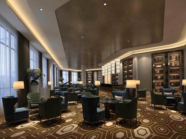 Luxury large hotel restaurant 11 3D Model