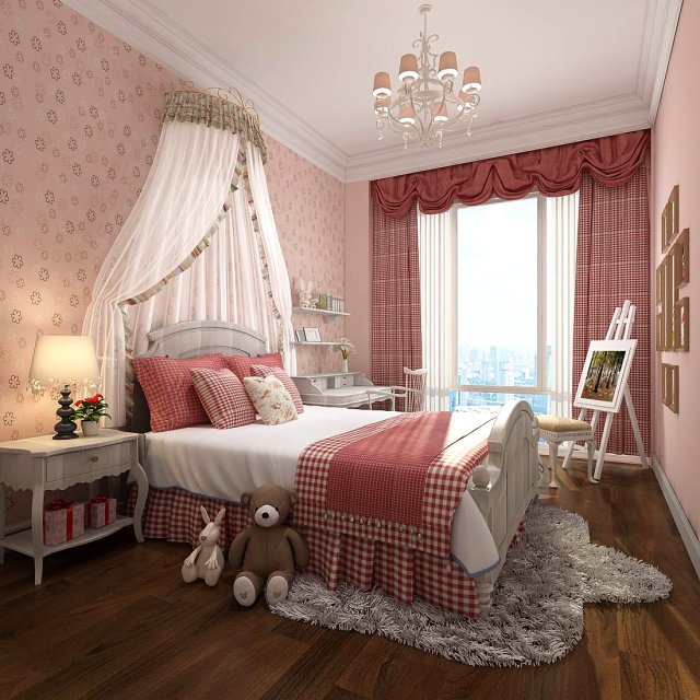 Stylish bedroom complete 204 3D Model