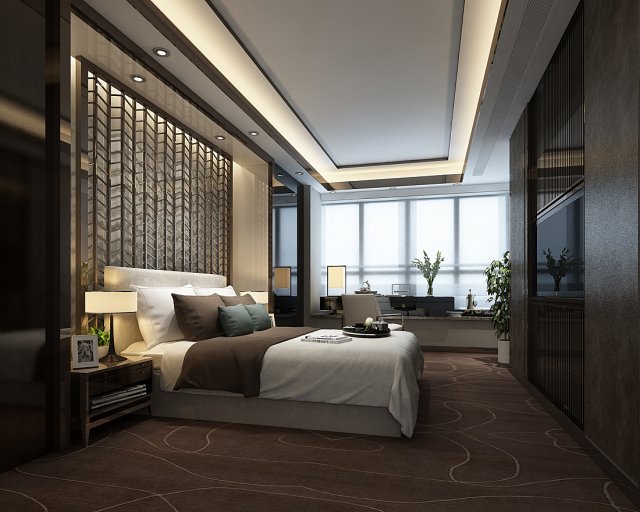 Bedroom hotel suites designed a complete 102 3D Model