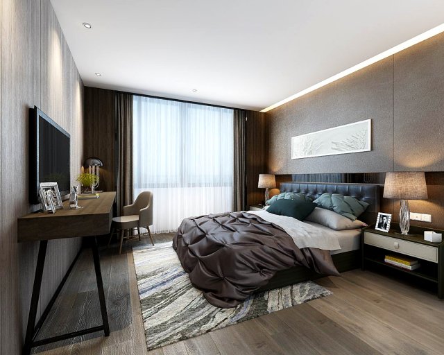 Stylish master bedroom design 34 3D Model