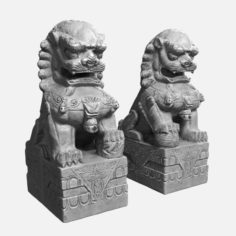 The celestial lions of the Buddha 3D Model