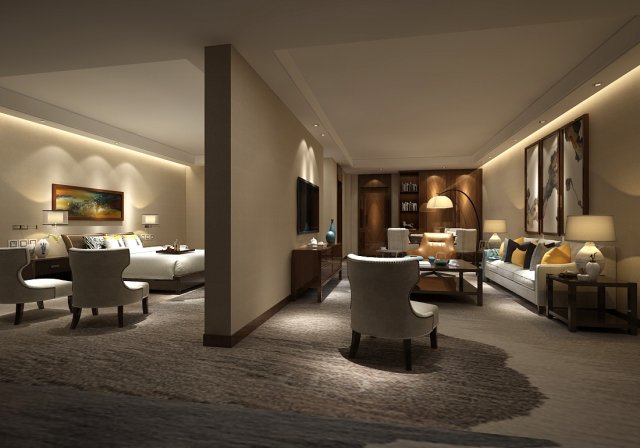 Bedroom hotel suites designed a complete 79 3D Model