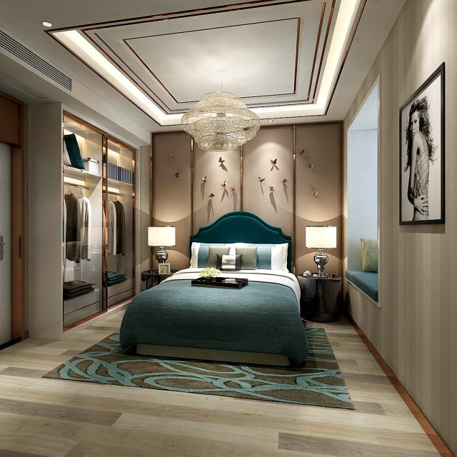 Stylish master bedroom design 93 3D Model