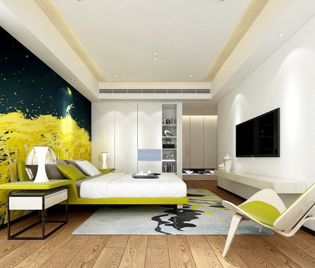 Stylish bedroom complete 105 3D Model
