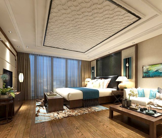 Stylish master bedroom design 67 3D Model