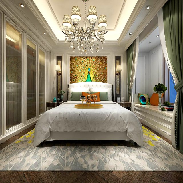 Stylish bedroom complete 126 3D Model