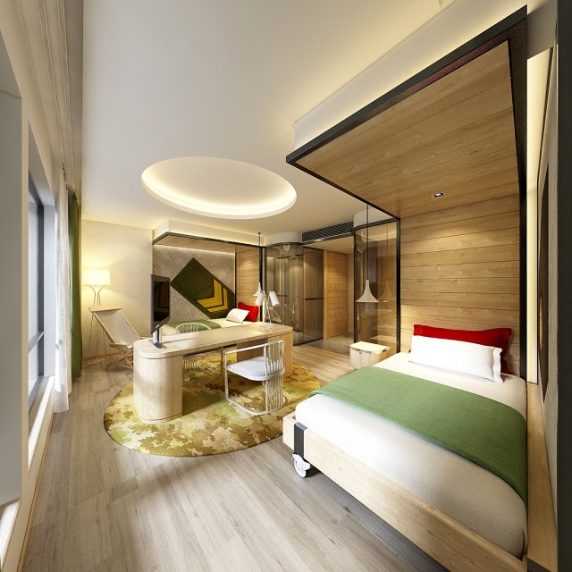 Bedroom hotel suites designed a complete 160 3D Model