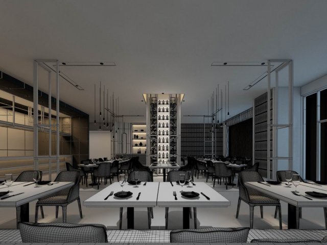 Luxury large hotel restaurant 05 3D Model