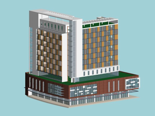 City office building construction avant-garde design hotel – 473 3D Model