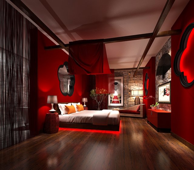 Bedroom hotel suites designed a complete 144 3D Model