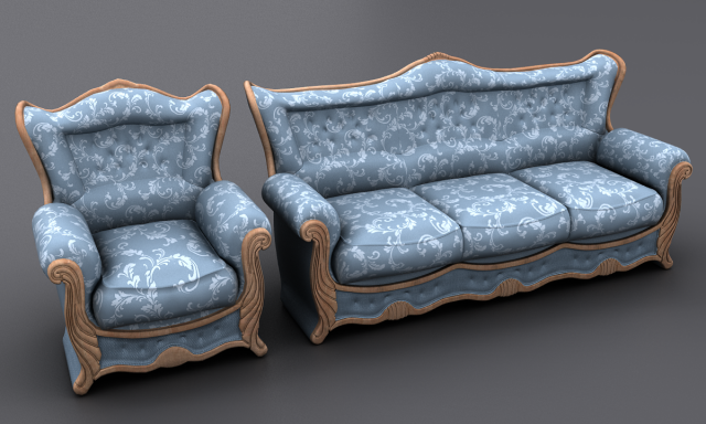Sofa and Armchair 3D Model