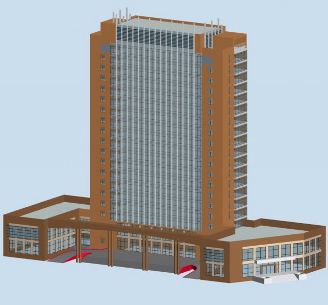 City office building construction avant-garde design hotel – 434 3D Model