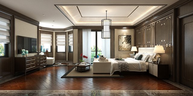 Stylish master bedroom design 71 3D Model