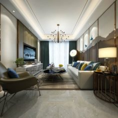 Stylish avant-garde living room design 03 3D Model