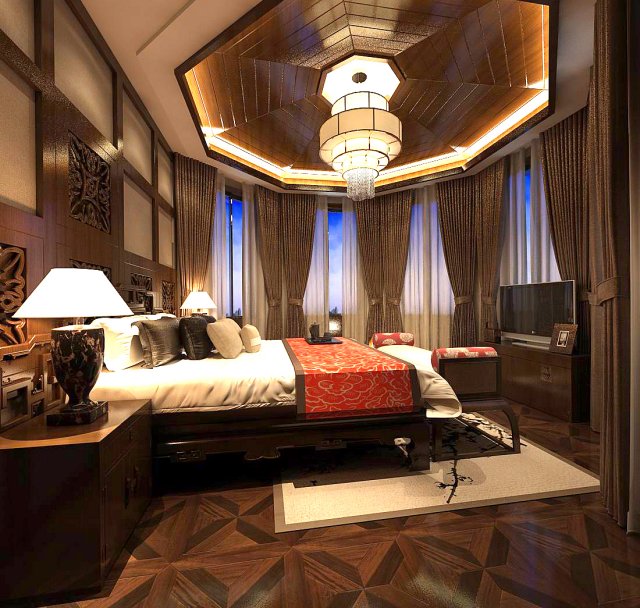 Stylish bedroom complete 88 3D Model