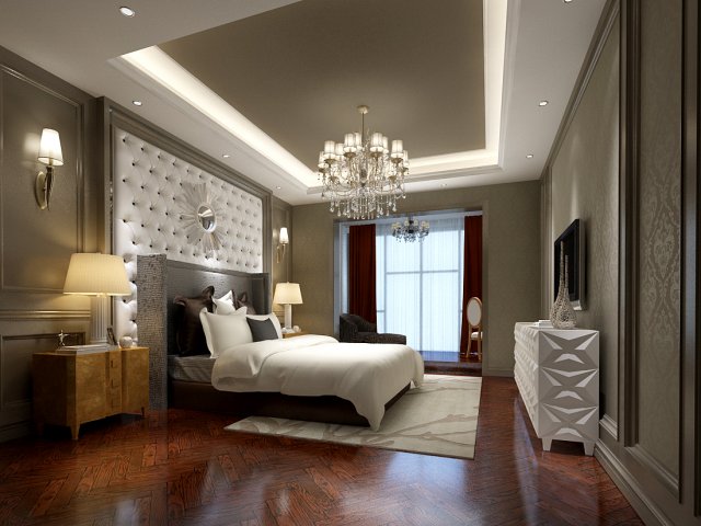Stylish bedroom complete 43 3D Model