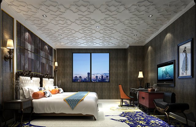 Bedroom hotel suites designed a complete 05 3D Model