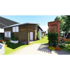 Small wooden bungalow 3D Model