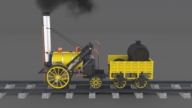 The Stephenson Animated Rocket Locomotive 3D Model