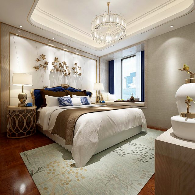 Stylish master bedroom design 59 3D Model
