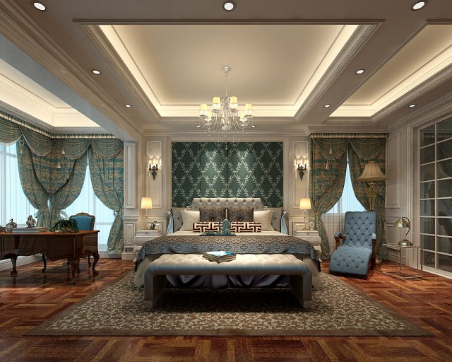 Stylish bedroom complete 63 3D Model