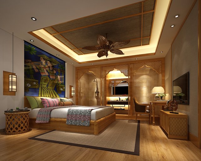 Bedroom hotel suites designed a complete 17 3D Model - 3DHunt.co