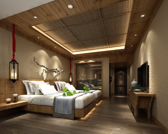Bedroom hotel suites designed a complete 44 3D Model