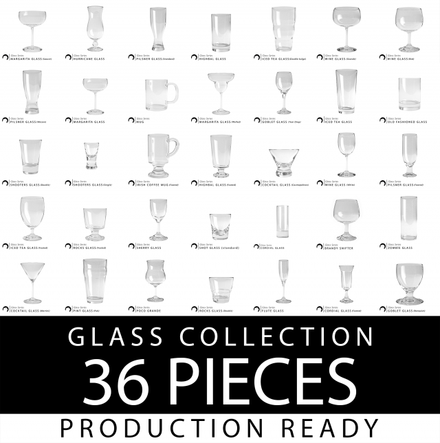 Glass Pack – all in one 36 Pieces 3D Model
