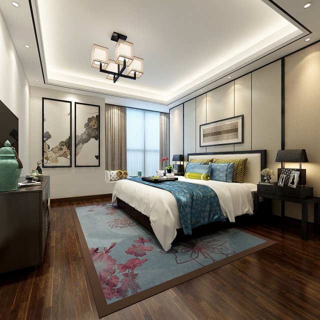 Stylish bedroom complete 92 3D Model