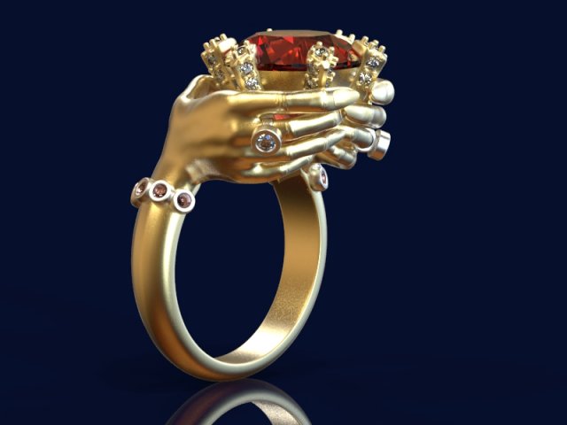 Fashionable ring with ruby and diamonds 3D Model