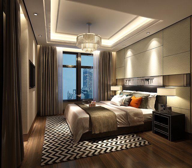 Stylish bedroom complete 114 3D Model