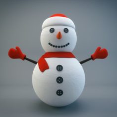 Cartoon Snowman 3D Model