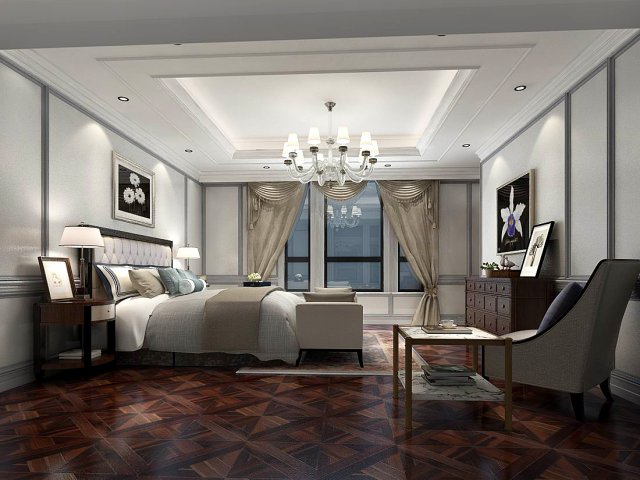 Stylish bedroom complete 37 3D Model