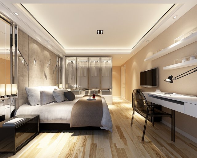 Stylish bedroom complete 27 3D Model