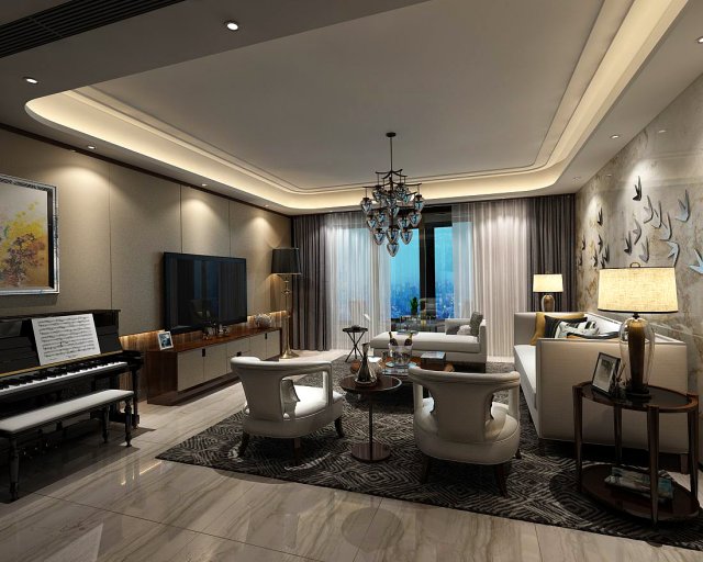 Stylish avant-garde living room design 35 3D Model