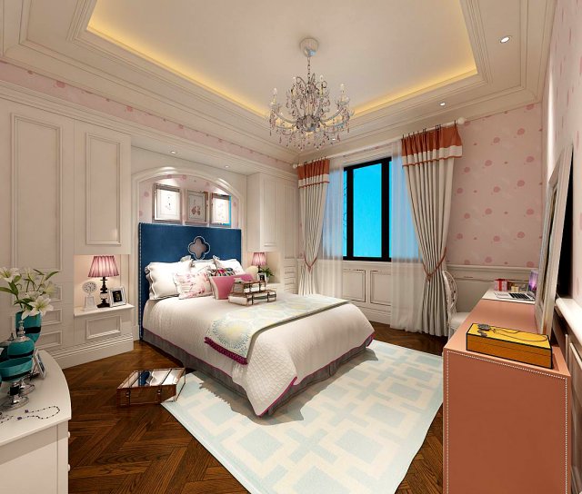 Stylish bedroom complete 218 3D Model