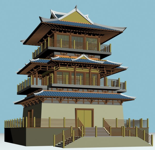 City chinese ancient luxury palace building – 02 3D Model