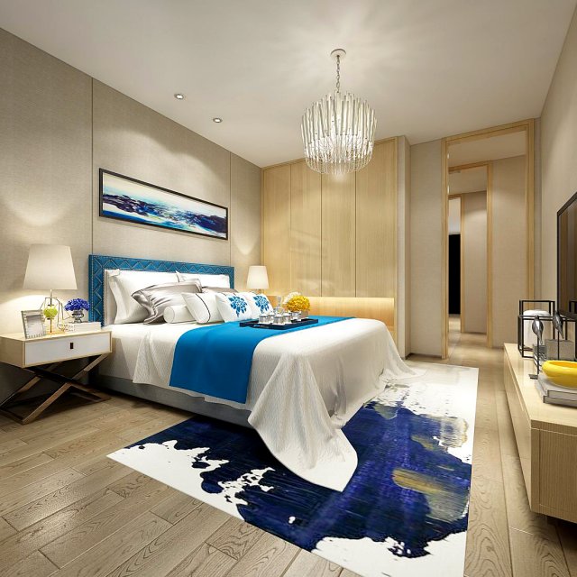 Stylish bedroom complete 109 3D Model