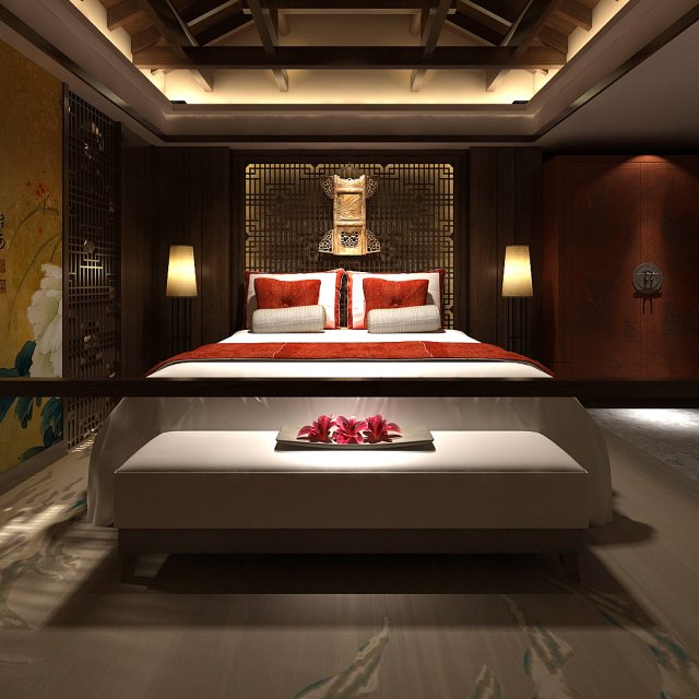 Bedroom hotel suites designed a complete 175 3D Model