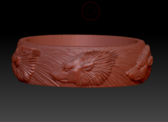 Ring with wolves heads and wool 3D Model