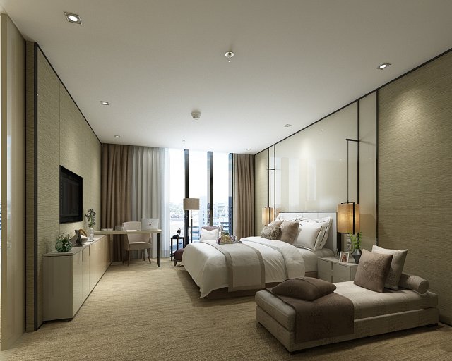 Bedroom hotel suites designed a complete 77 3D Model