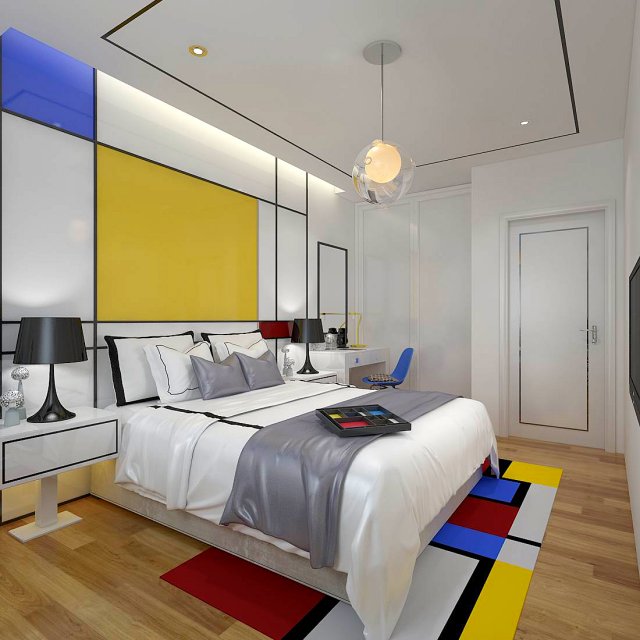 Stylish bedroom complete03 3D Model