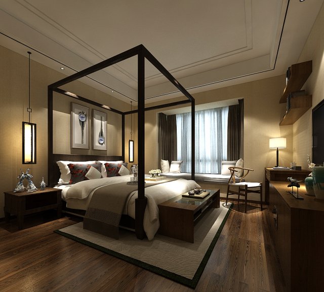 Bedroom hotel suites designed a complete 45 3D Model