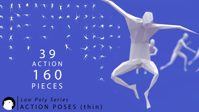 Low Poly Series – Human Action Poses thin 3D Model