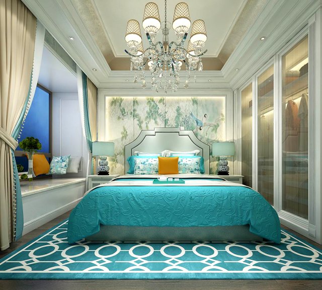 Stylish master bedroom design 57 3D Model