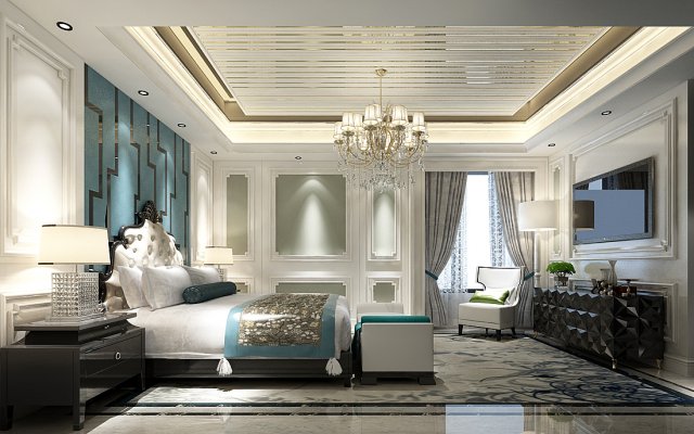 Stylish bedroom complete 146 3D Model