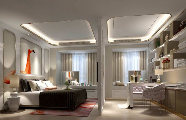 Stylish bedroom complete 112 3D Model